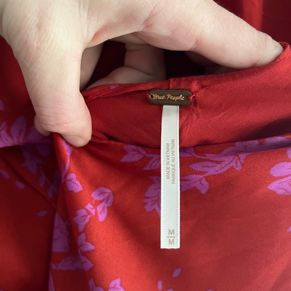 Free People Red and Purple Floral Long Sleeve Dress - Picture 9 of 9